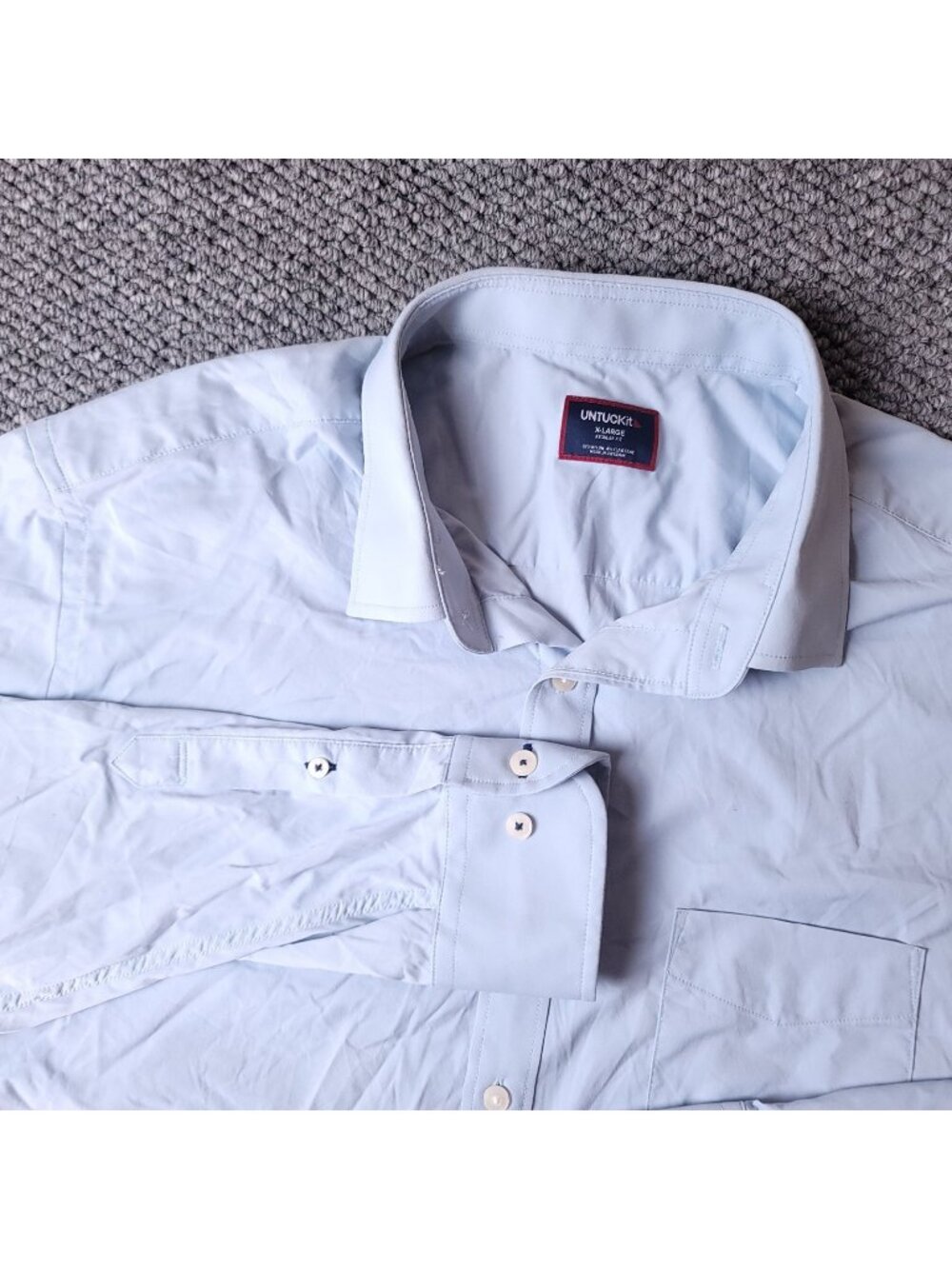 UNTUCKit Gironde Shirt Mens XL Regular Blue Button Long Sleeve Nylon Elastane